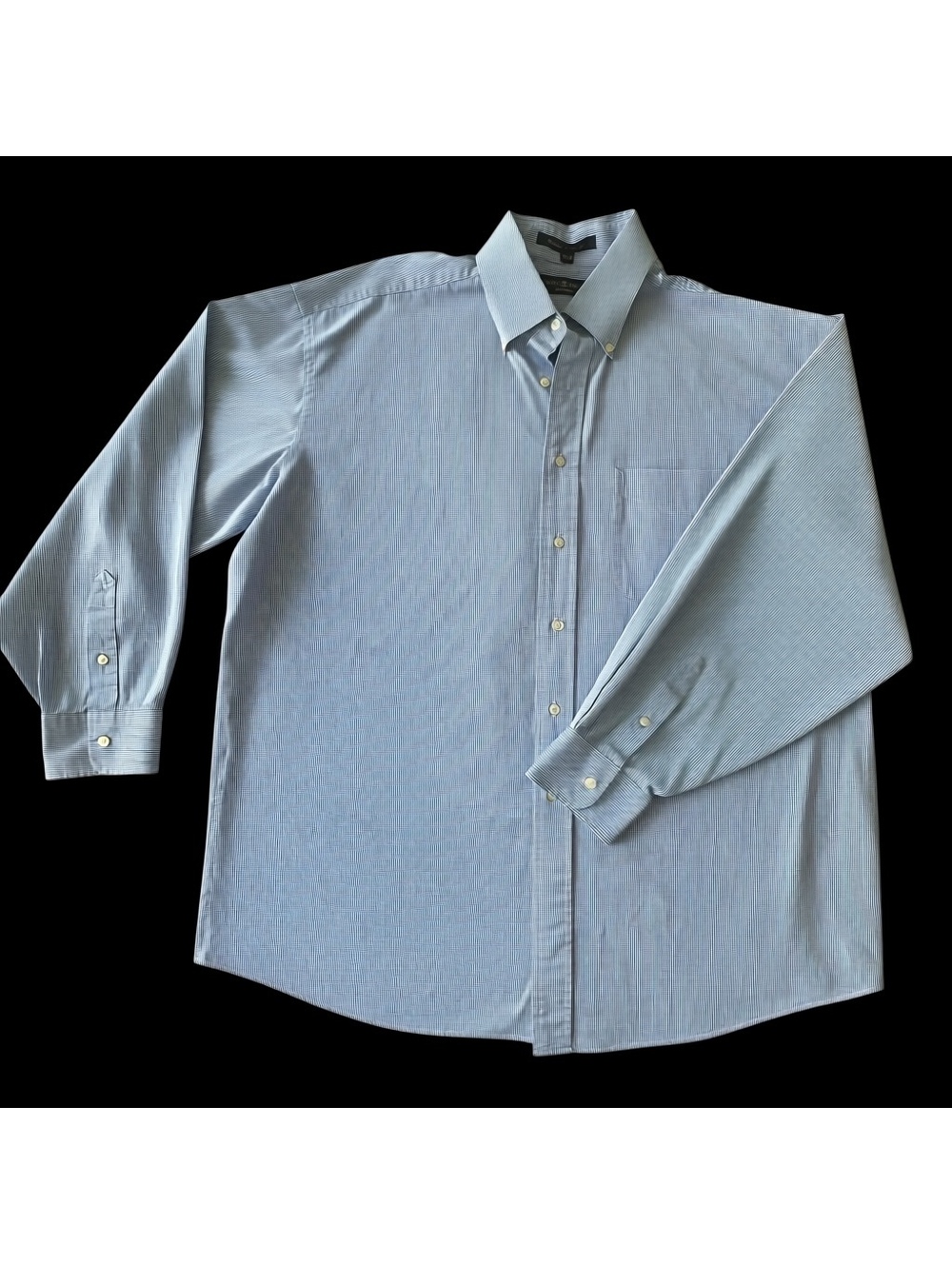 Tommy Hilfiger Gold Crest Mens 17.5 35 Blue Check Button Down Dress Shirt XL